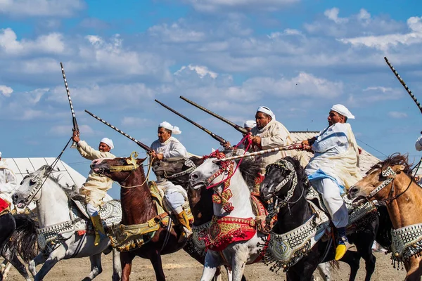 Rabat Marrocos Oct 2019 Equestres Locais Participam Evento Fantasia Tradicional — Fotografia de Stock