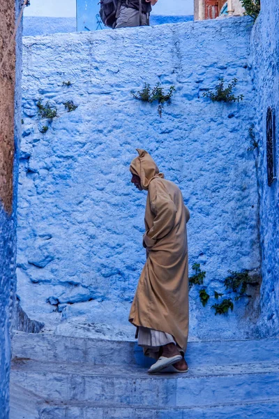 Chefchaouen Marocko Okt 2019 Gatuliv Den Blå Staden Chefchaouen Eller — Stockfoto