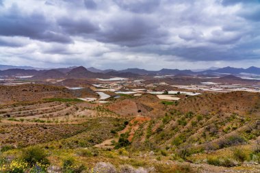 Mazarron, Murcia, İspanya, Batı Avrupa yakınlarındaki Kanada Del Gallego 'daki dağ manzarası
