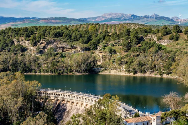 Schöne Aussicht Auf Den See Embalse Del Guadalhorce Stausee Ardales — Stockfoto