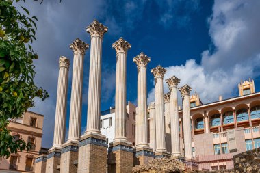 Remaining columns of the Roman temple, templo romano of Cordoba, Andalusia, Spain clipart