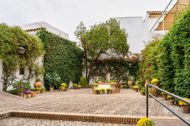 İspanya, Endülüs, Cordoba 'daki Viana Sarayı' nın avlusu. XV yüzyılda yapılmış. Viana Sarayı 12 muhteşem avlusu ve bahçesiyle bilinen bir turistik merkezdir..