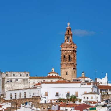 Aziz Michael 'ın çan kulesi, San Miguel Jerez de los Caballeros, Badajoz ili, İspanya Extremadura