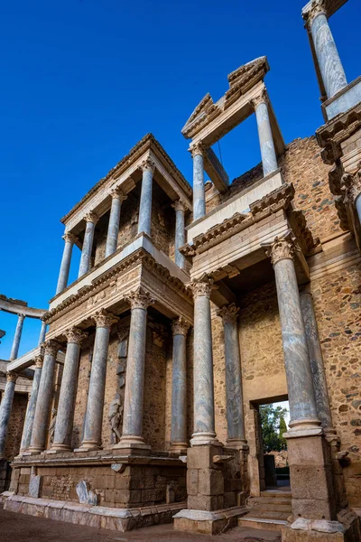 スペインのエストレマドゥーラ州オーガスタ エメリータのメリダにあるローマの円形劇場 ローマ市 記念碑 アリーナ — ストック写真