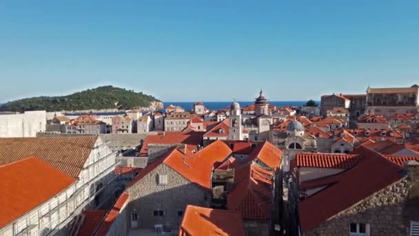 Dubrovnik Croácia Vista Pitoresca Sobre Cidade Velha Ragusa Medieval Costa — Vídeo de Stock