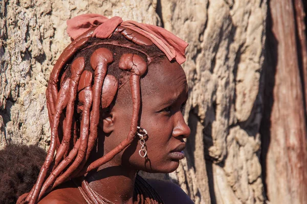 Opuwo Namibia Jul 2019 Unidentified Himba Woman Typical Necklace Hairstyle — Stock Photo, Image