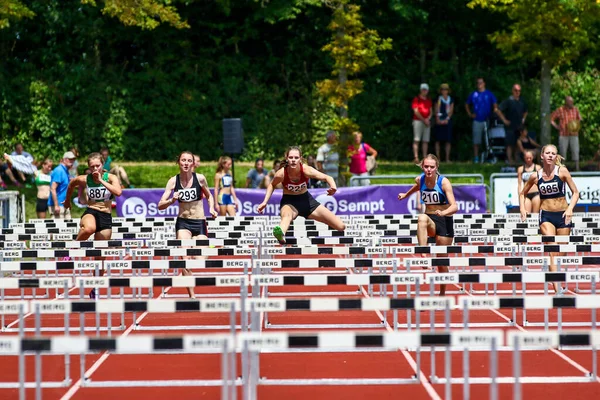 Regensburg Alemanha Julho 2019 Evento Corrida Obstáculos Campeonato Atletismo Baviera — Fotografia de Stock