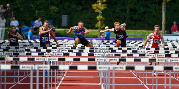 Regensburg Alemanha Julho 2019 Evento Corrida Obstáculos Campeonato Atletismo Baviera — Fotografia de Stock