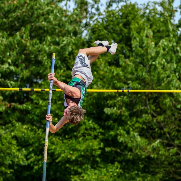 Regensburg Juli 2019 Bayerische Leichtathletik Meisterschaft Stabhochsprung — Stockfoto