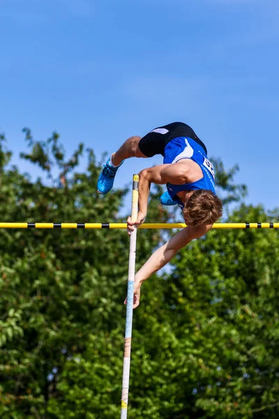 Regensburg Juli 2019 Bayerische Leichtathletik Meisterschaft Stabhochsprung — Stockfoto