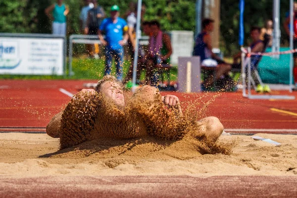 Regensburg, Almanya - 20 Temmuz 2019: uzun atlama şampiyonası