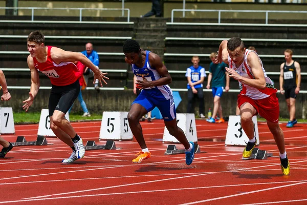 Regensburg Almanya Temmuz 2019 Bavyera Atletizm Şampiyonası 400 Metre Yarışı — Stok fotoğraf