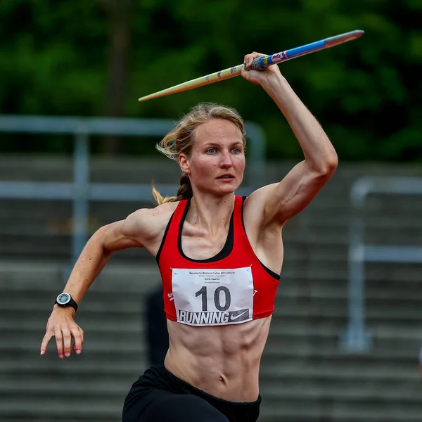 Regensburg Alemanha Julho 2019 Evento Arremesso Dardo Campeonato Bávaro Atletismo — Fotografia de Stock