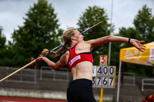 Regensburg Németország 2019 Július Bajor Atlétikai Bajnoki Gerelydobás — Stock Fotó