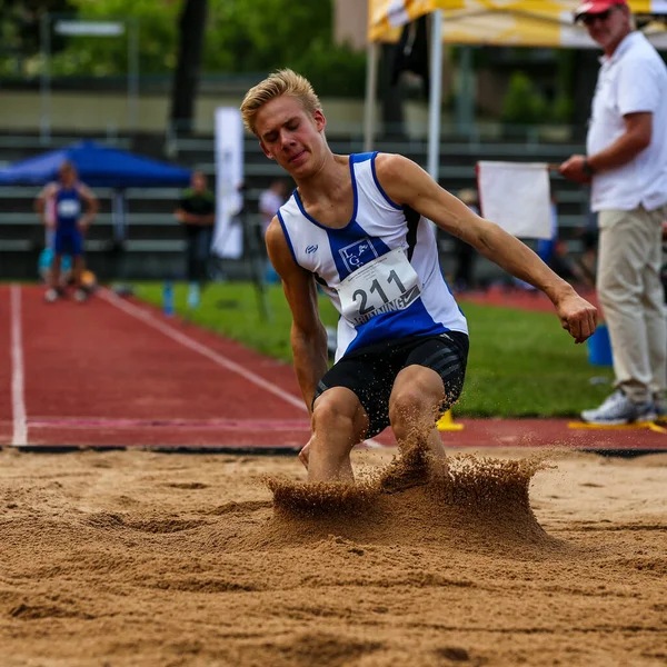 Regensburg Alemanha Julho 2019 Evento Salto Distância Campeonato Bávaro Atletismo — Fotografia de Stock