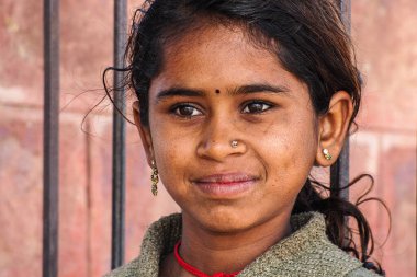Jaisalmer, Hindistan - 30 Aralık 2019: Jaisalmer, Rajasthan pamuk tarlalarında çalışan güzel giyimli kadınlar
