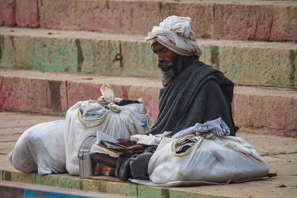 Varanasi Índia Dezembro 2019 Sadhu Nos Ghats Varanasi Uttar Pradesh — Fotografia de Stock