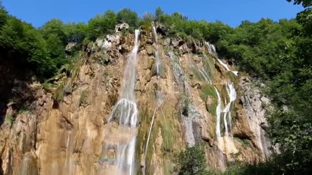 Majestosa Vista Sobre Cachoeira Com Água Azul Turquesa Parque Nacional — Vídeo de Stock