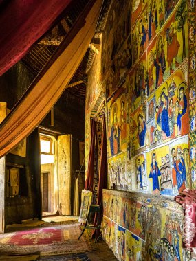 Tana Gölü, Etiyopya - Şubat 05, 2020: Tana Gölü Zege Yarımadası. Ura Kidane Mehret Kilisesi. Etiyopya 'da 16. yüzyıldan..