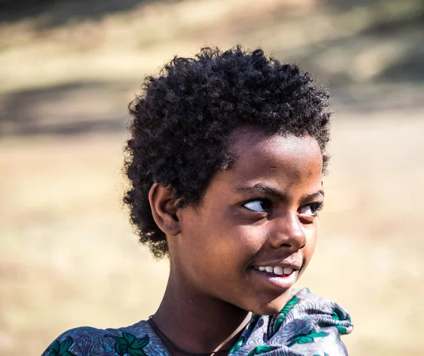 Gondar Éthiopie Février 2020 Enfant Éthiopien Sur Les Routes Près — Photo