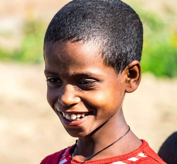 Gondar Etiopia Feb 2020 Bambino Etiope Sulle Strade Vicino Gondar — Foto Stock