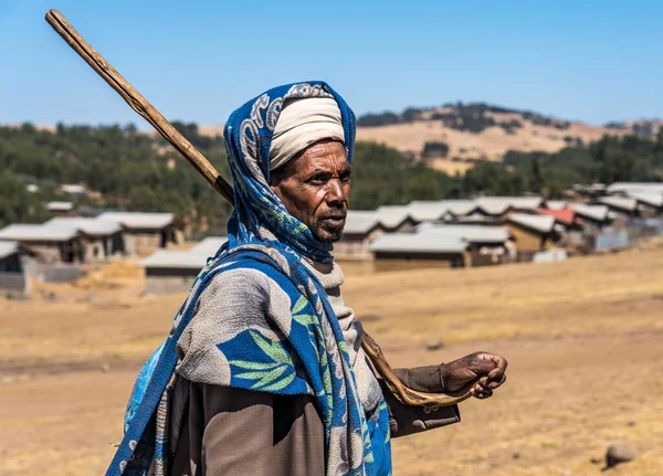 Gondar Etiopia Lutego 2020 Etiopczycy Drodze Gondaru Gór Simien Etiopia — Zdjęcie stockowe
