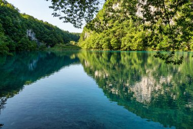 Hırvatistan 'daki Plitvice Gölleri Ulusal Parkı' nın güzel manzarası. Hırvatistan 'ın en eski ve en büyük ulusal parklarından biri. 1979 yılında UNESCO Dünya Mirası 'na eklendi.
