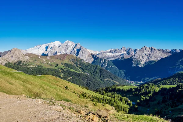 Panorama Des Majestueuses Alpes Canazei Dans Les Dolomites Trentin Haut — Photo