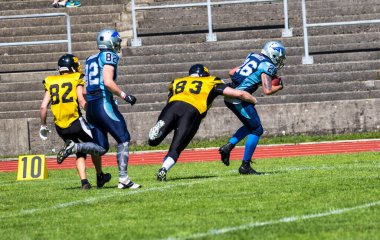 Münih, Almanya - 06 Temmuz 2019: Münih Almanya 'da Amerikan futbol maçı