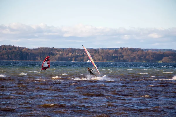 Starnberg Germania Settembre 2019 Surfista Lago Starnbeger Alta Baviera Germania — Foto Stock