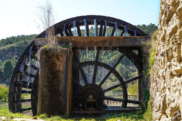 Ancient arabic mill, water noria at Abaran village in Murcia region, Spain Europe. Ruta de las Norias, Noria de la Hoya de Don Garcia