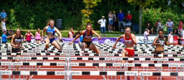 Regensburg, Almanya - 20 Temmuz 2019: Bavyera Atletizm Şampiyonası engelli yarışı