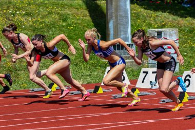 Regensburg, Almanya - 20 Temmuz 2019: Bavyera Atletizm Şampiyonası 400 metre yarışı