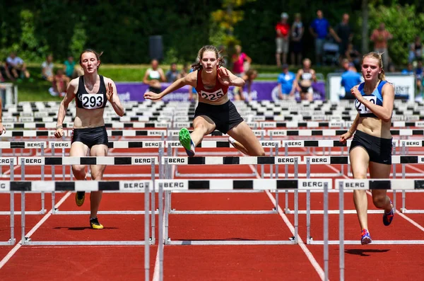 Regensburg Alemanha Julho 2019 Evento Corrida Obstáculos Campeonato Atletismo Baviera — Fotografia de Stock