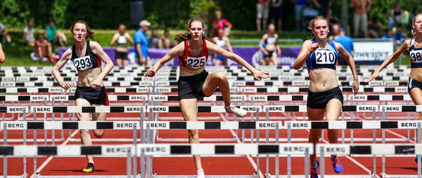 Ratisbonne Allemagne Juillet 2019 Championnat Bavarois Athlétisme Épreuve Course Obstacles — Photo