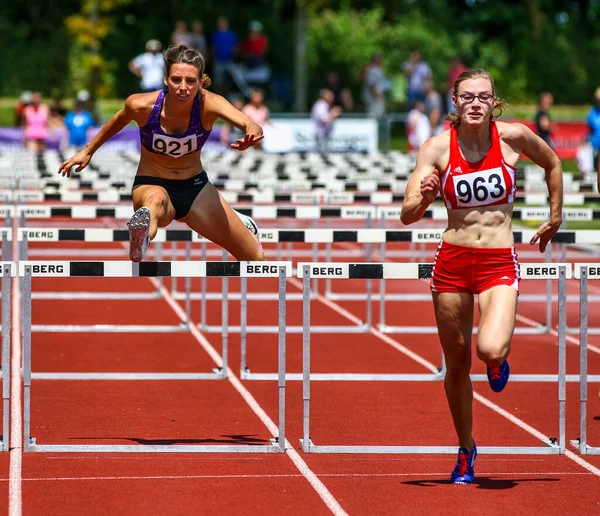 Ratisbonne Allemagne Juillet 2019 Championnat Bavarois Athlétisme Épreuve Course Obstacles — Photo