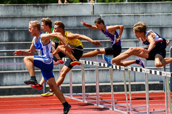 Regensburg Germany July 2019 Bavarian Athletics Championship Hurdle Race Event — Stock Photo, Image