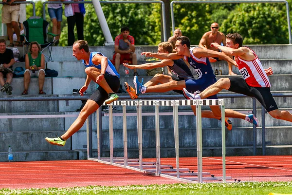 Regensburg Alemanha Julho 2019 Evento Corrida Obstáculos Campeonato Atletismo Baviera — Fotografia de Stock