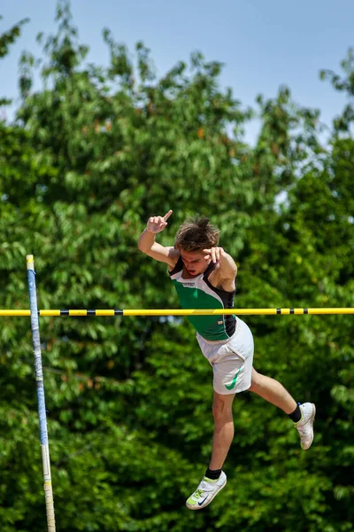 Regensburg Juli 2019 Bayerische Leichtathletik Meisterschaft Stabhochsprung — Stockfoto