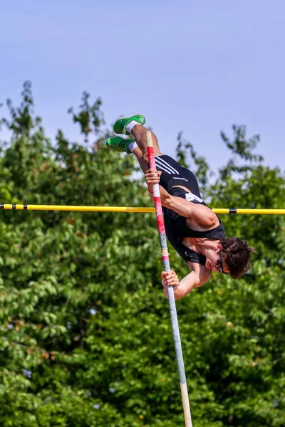 Regensburg Juli 2019 Bayerische Leichtathletik Meisterschaft Stabhochsprung — Stockfoto