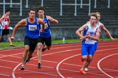 Regensburg, Almanya - 20 Temmuz 2019: Bavyera Atletizm Şampiyonası 4x400