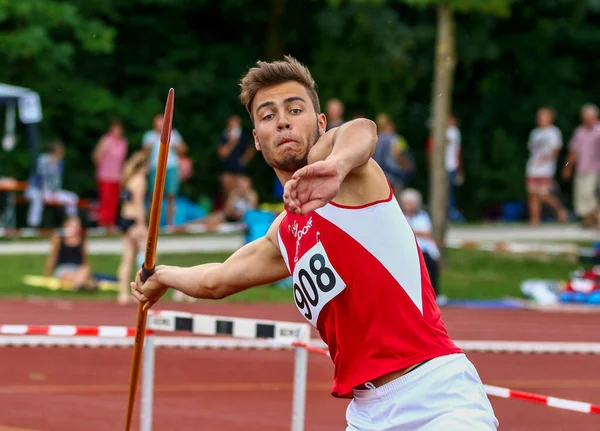 Regensburg Německo Července 2019 Bavorský Atletický Šampionát Hodu Oštěpem — Stock fotografie