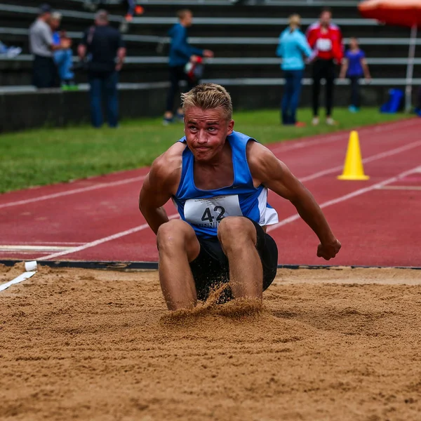 Regensburg Alemanha Julho 2019 Evento Salto Distância Campeonato Bávaro Atletismo — Fotografia de Stock