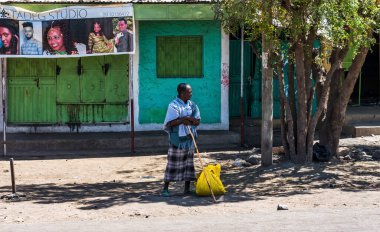 Lalibela, Etiyopya - 12 Şubat 2020: Etiyopya halkı Lalibela 'dan Gheralta' ya, Tigray Kuzey Etiyopya, Afrika 'da görüldü