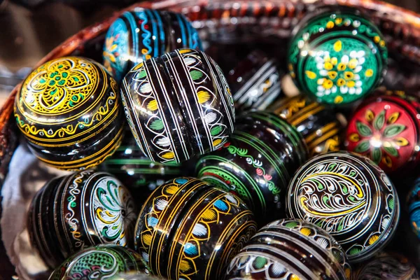 Traditional lacquer ware on sale at the factory shop in Myanmar former Burma