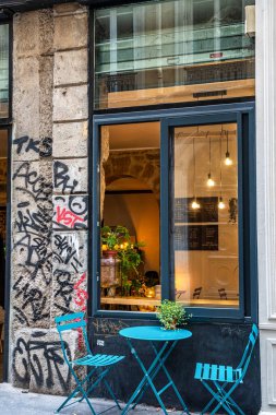 Lyon, Fransa - 28 Şubat 2020: Avrupa 'daki Lyon şehrinde Croix-Rousse bölgesi