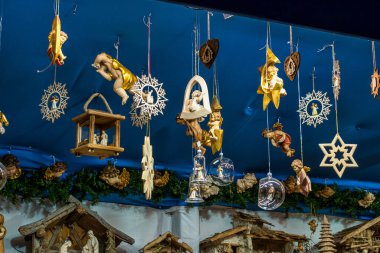 Münih 'te güzel bir Noel pazarı - Bavyera - Almanya, Avrupa