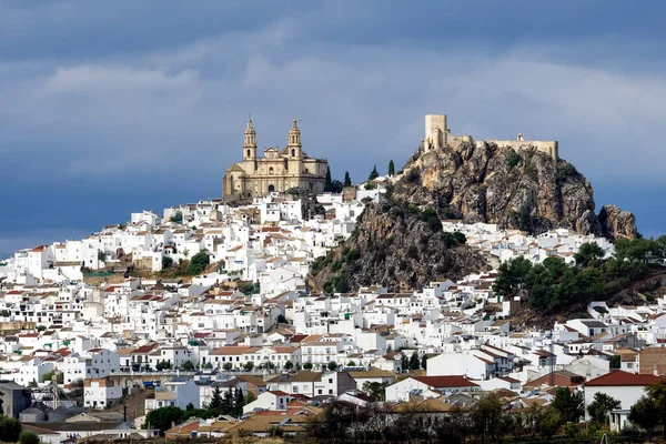 Vista Aldeia Olvera Uma Das Belas Aldeias Brancas Pueblos Blancos — Fotografia de Stock