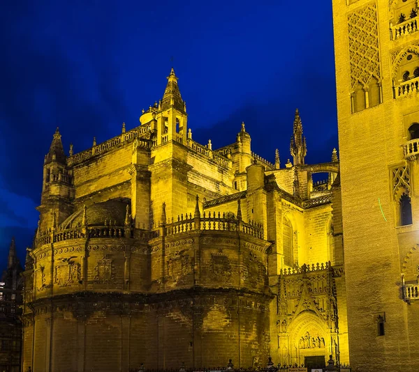 Katolická Katedrála Marie Katedrála Marie Sede Seville Andalusie Španělsko Noci — Stock fotografie