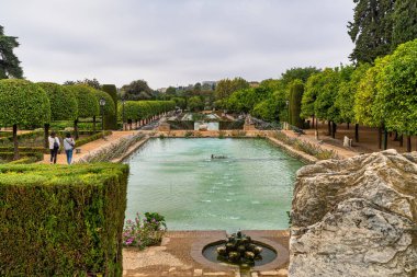 Cordoba, İspanya - 31 Ekim 2019: Alcazar of the Christian Monarchs, Alcazar de los Reyes Cristianos, Cordoba, Endülüs, İspanya